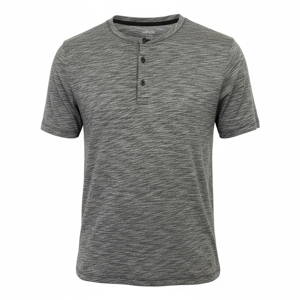 UNTUCKit Mens XL Henley Shirt Grey Heathered Space Dye 100% Cotton (M12)